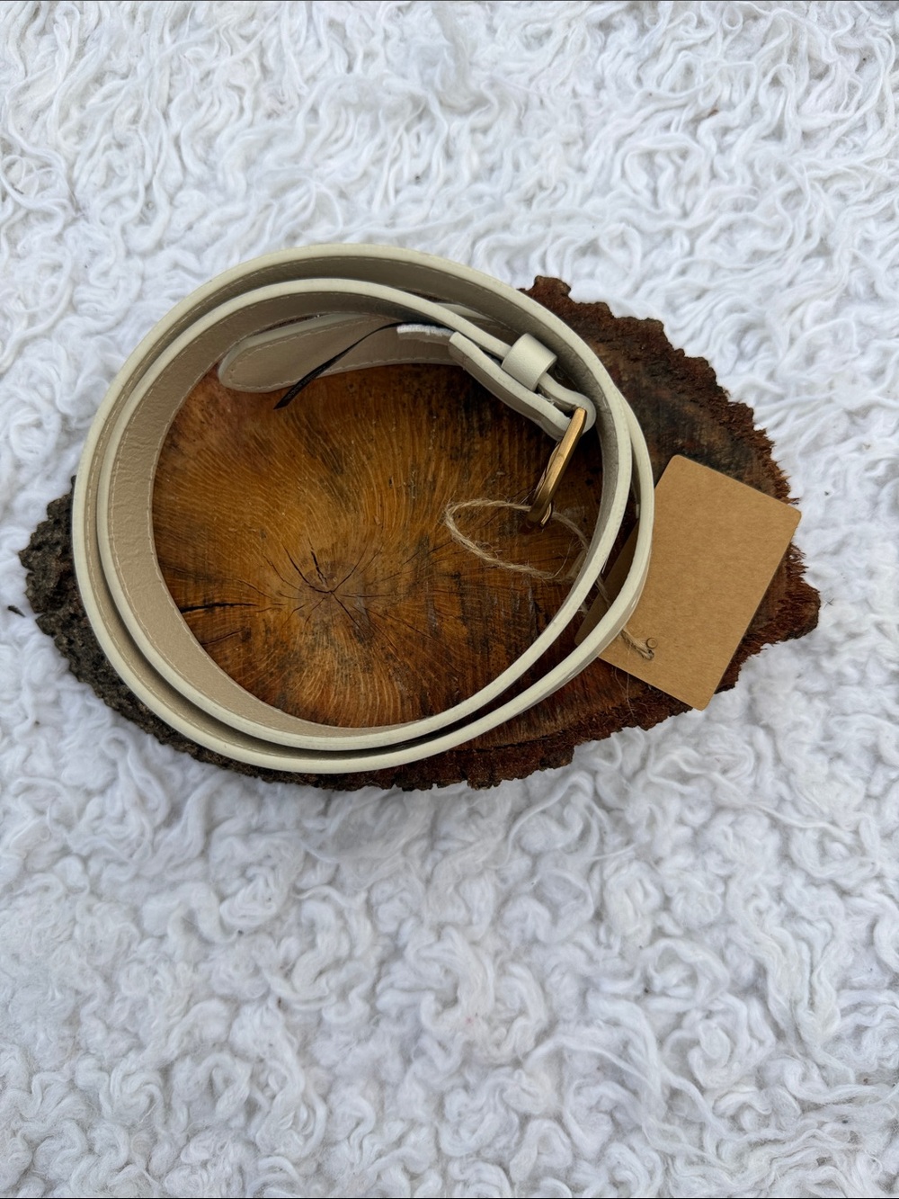 Brandy Melville Cream Belt with Gold Buckle